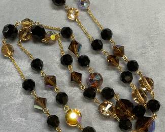 Vintage Gold Tone Crystal Beaded Necklace