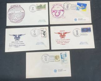 5 Vintage US Navy Guadalcanal Covers/Stamps