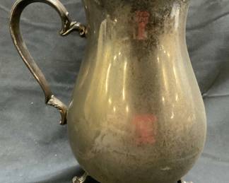 ISC CO Silver Plate Vntg Pitcher W Feet