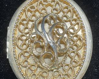 Vintage Gold Tone Filigree Locket Pendant