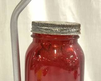 Red Glass Jar & Chrome Table Lamp
