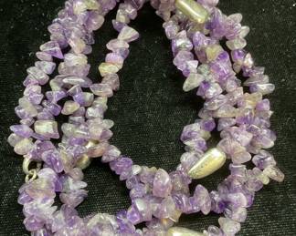 Sterling Silver Amethyst Beaded Necklace