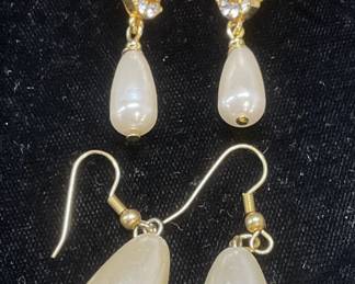 Lot 3 Napier Gold Tn Faux Pearl Earrings +