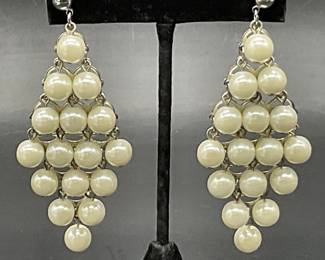 Vintage Pearlescent Bead Chandelier Earrings