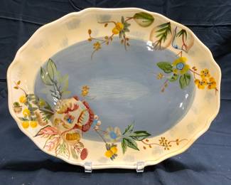 TRACY PORTER Hand Painted Floral Porc Serv Dish