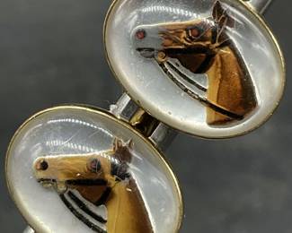 SWANK 10K RGP Horse Head Cuff Links