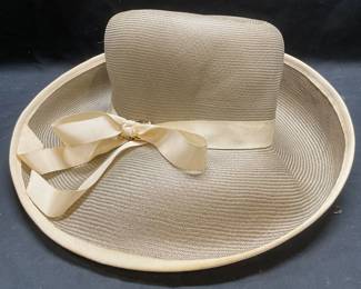 Vintage Mr. John Jr Beige Bow Hat USA