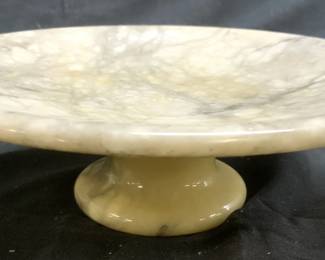 Vintage Pedestaled Marble Dish White/Grey