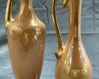 Lot 2 Assorted Porcelain Ewers W Gilt Rims