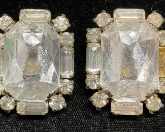 Vintage Silver Tone Crystal Earrings