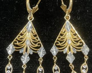 Vintage 14k Gold Chandelier Earrings