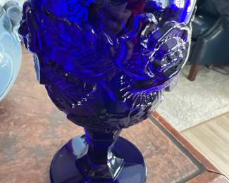 Blue glass goblet