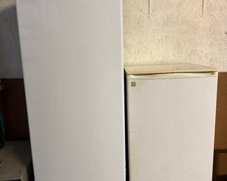 Freezer on left , Fridge on right