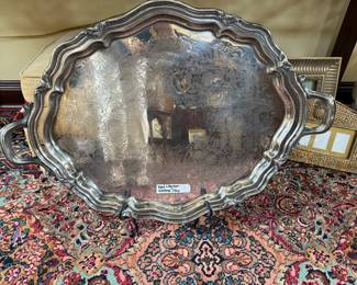 Large Reed and Barton Winthrop silver plate handled tray