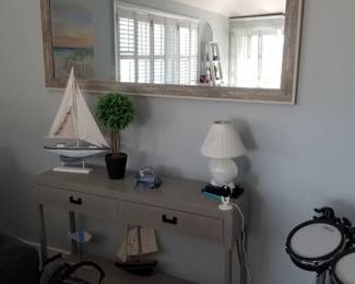 Foyer table; large mirror