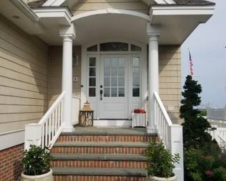 Front door with two side lights