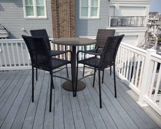 High top patio dining set seats 4; Trex decking