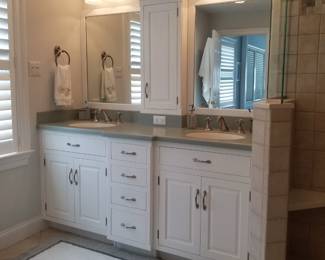 Double bath vanity; wall mirrors; vanity lights
