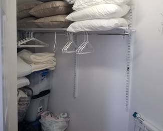 Closet system; pillows, bedding & linens