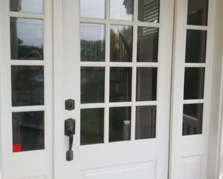 Front door with two side lights