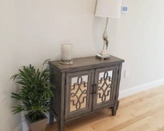 Mirrored cabinet; faux botanical