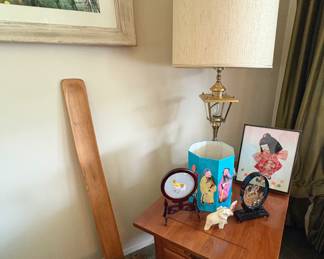 Vintage Asian Decor & Solid Cherry End Tables