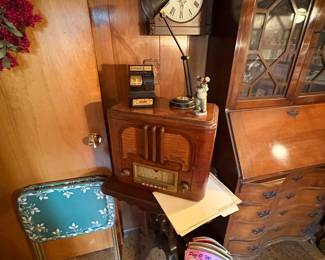 Antique Radio & Snack Tray Tables