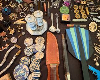 Vintage Button Pins, Knives & Art Deco