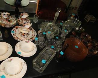 Cut glass, and asparagus glass holder