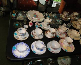 Tea cups and saucers. Not your these are over the top, and outstanding