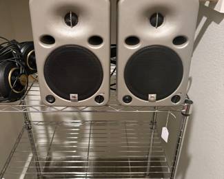 JBL studio monitors.