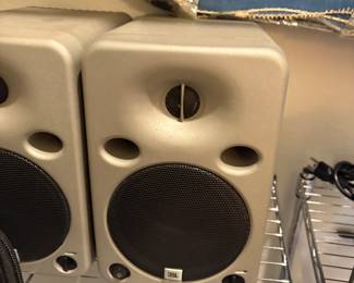 JBL studio monitors.