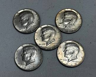 5 1967 KENNEDY HALF DOLLARS
