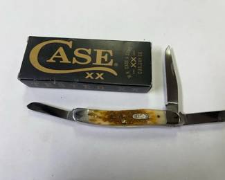 CASE XX AMBER BONE PEACH SEED JIG MEDIUM STOCKMAN KNIFE