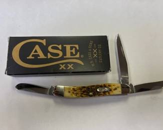 CASE XX AMBER BONE PEACH SEED JIG KNIFE