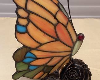 MMS109 Tiffany Style Butterfly Orange Slag Glass Table Lamp New