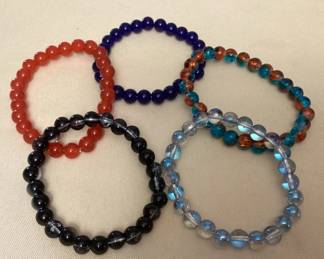 MMS148 Five Polished Stone Bracelets New