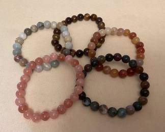MMS154 Five Polished Stone Bracelets New
