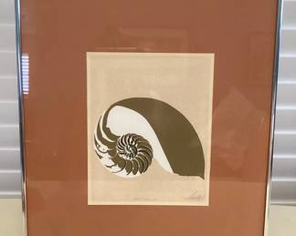 MMS043 Framed “Nautilus I” Shell Lithograph From Vanguard Studios Signed