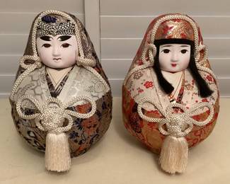 MMS181 Pair Of Vintage Japanese Roly Poly Dolls