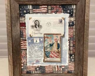 MMS233 Framed Original Patriotic George Washington Assemblage Picture 