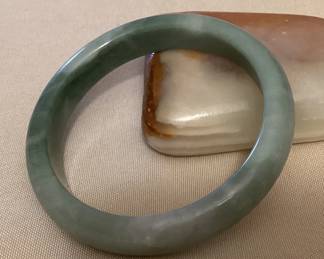 MMS033 Green Jade Bangle Bracelet New 