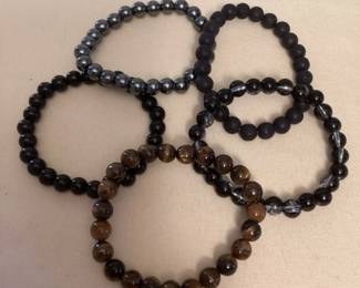 MMS149 Five Polished Stone Bracelets New