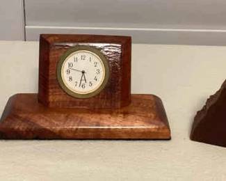 MMS239 Koa Wood Clock & Pen Holder And Raw Edge Wood Clock