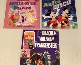MMS077 Dracula Wolfman & Frankenstein, Mickey Mouse & Winnie The Pooh Vintage Vinyl Records