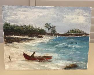 MMS051 Original Seascape Painting Of Cat In A Catamaran 