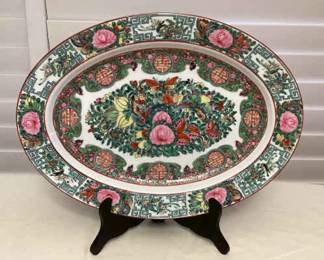 MMS170 Large Vintage Chinese Rose Medallion Porcelain Serving Platter