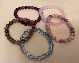 MMS147 Five Polished Stone Bracelets New