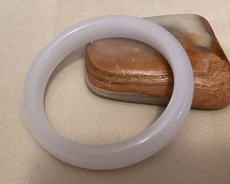 MMS023 White Jade Bangle Bracelet New