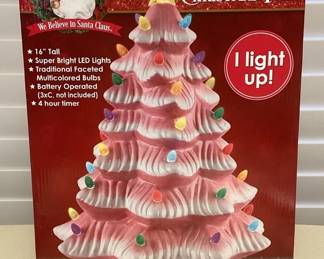 MMS079 Mr. Christmas 16” Pink Ceramic Light Up Tree New